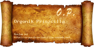 Orgonik Priszcilla névjegykártya